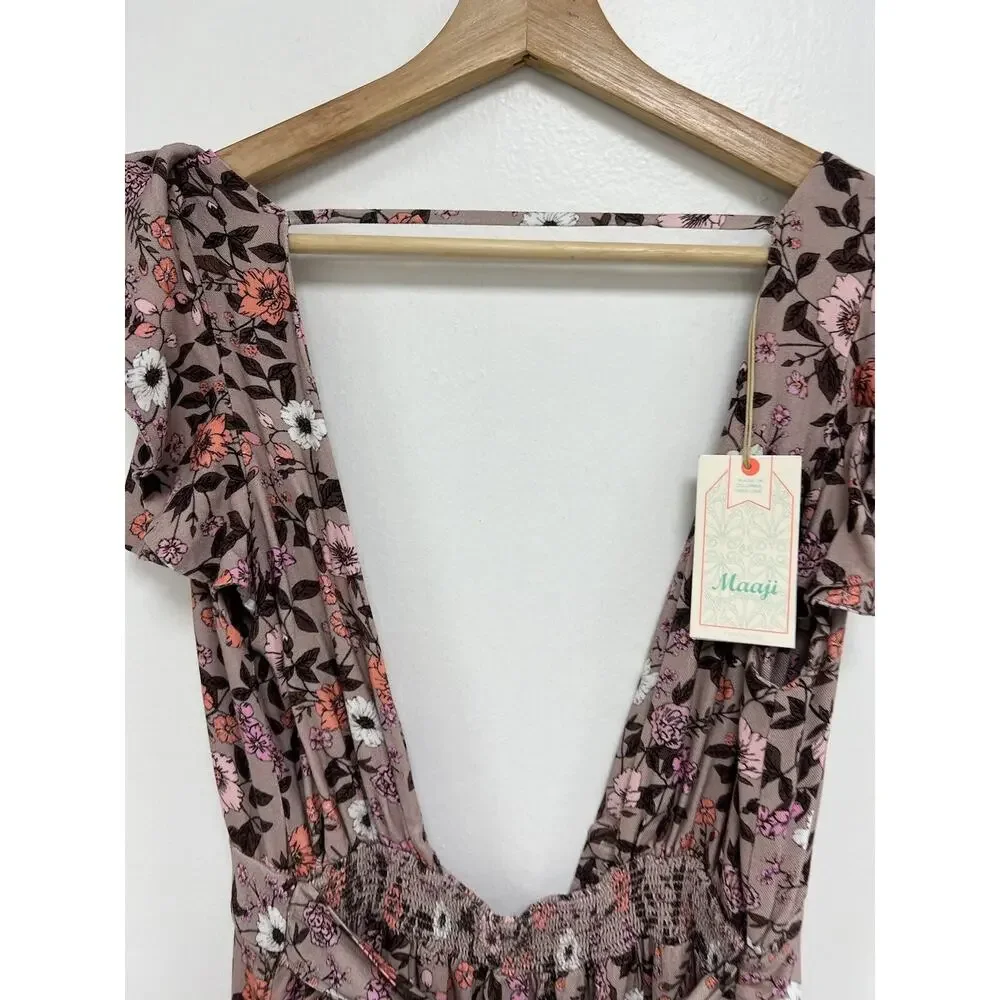 Maaji Ditsy Fortunata Long Cotton Linen Floral Dress Maxi Size M A000656 - Picture 6 of 12